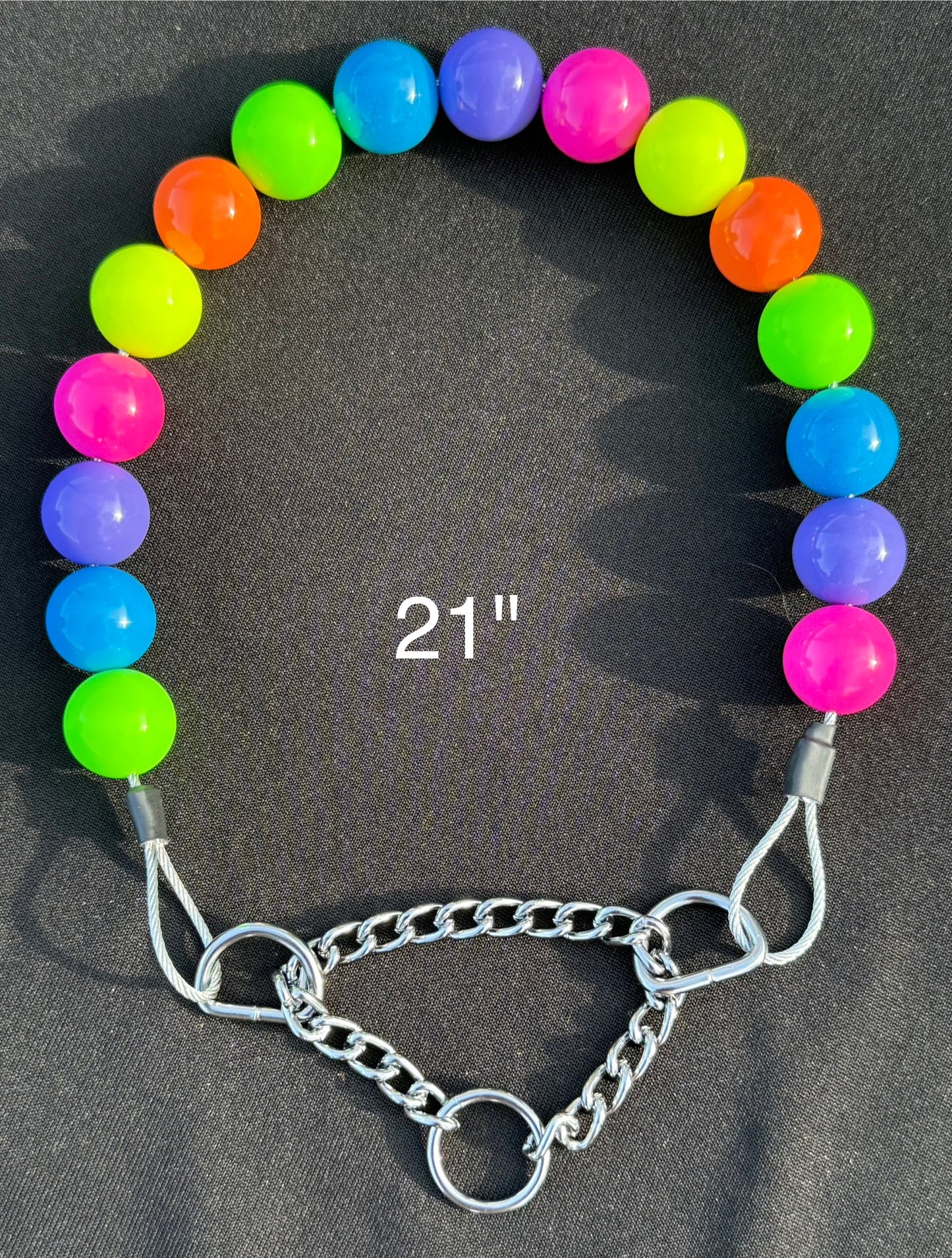 21" Rainbow🌈 Martingale Beaded Dog Collar