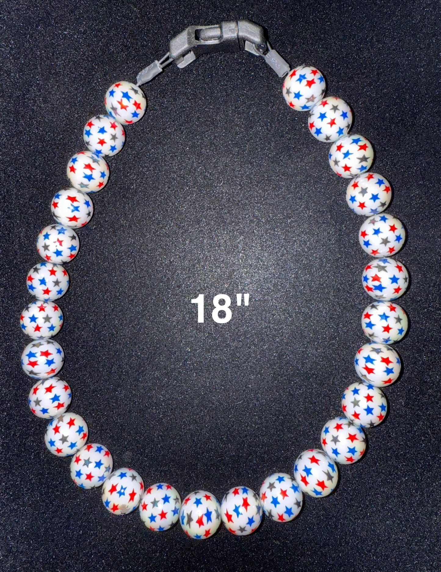 18" Patriotic🇺🇸 Star🌟 Beaded Dog Collar