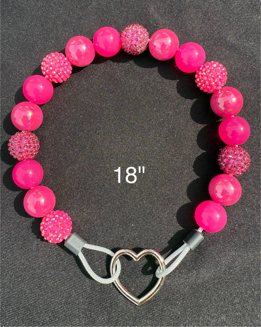 18" Pink Shimmer🩷✨ Beaded Dog Collar