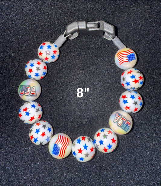8" Patriotic🇺🇸 Beaded Dog Collar