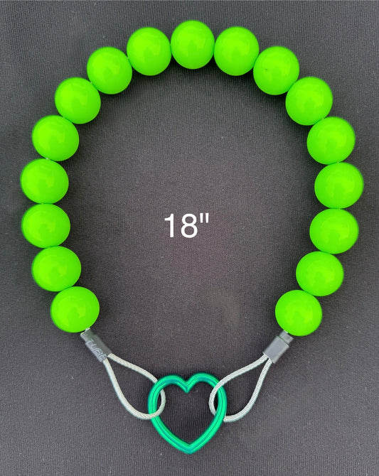 18" Neon💚 Lime🍋‍🟩 Beaded Dog Collar