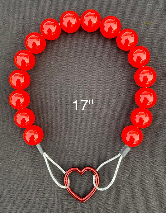 17" Red Jelly Beaded Dog Collar