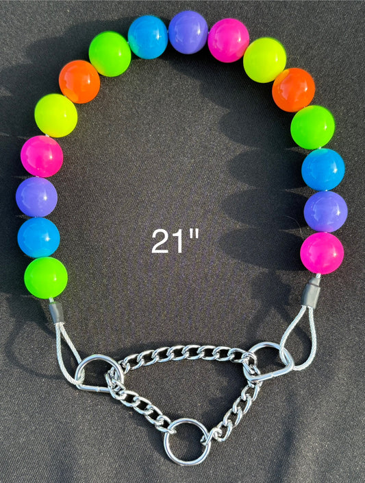 21" Rainbow🌈 Martingale Beaded Dog Collar