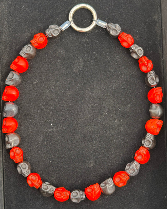 Orange and Black Skulls💀 Dog Collar