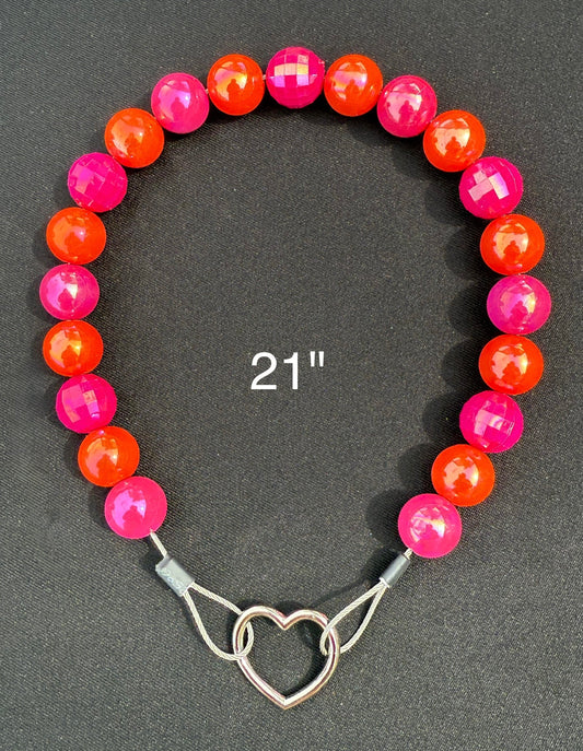 21" Firecracker🩷🧨 Beaded Dog Collar
