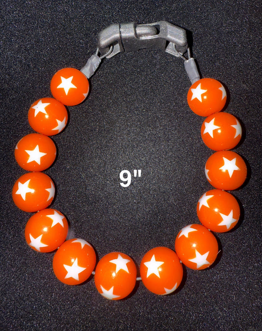 9" Citrus🧡 Star🌟 Beaded Dog Collar