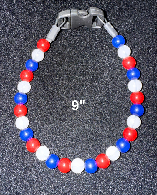9" Patriotic🇺🇸 Beaded Dog Collar