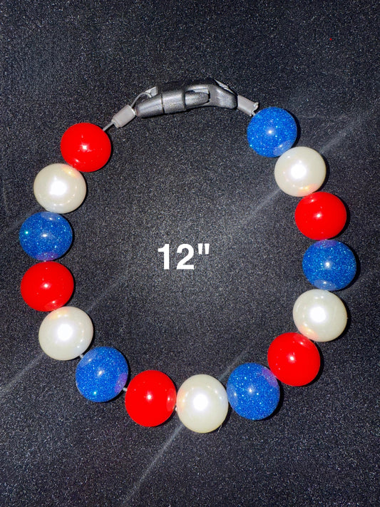 12" Patriotic🇺🇸 Beaded Dog Collar