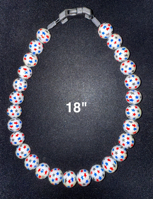 18" Patriotic🇺🇸 Star🌟 Beaded Dog Collar