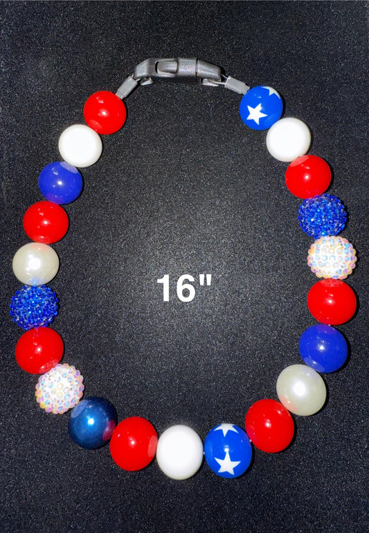 16" Patriotic🇺🇸✨ Beaded Dog Collar