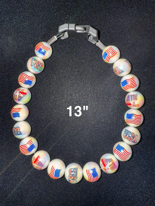 13" Patriotic🇺🇸 Beaded Dog Collar