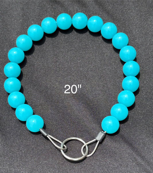 20" Aqua Jelly🩵✨ Beaded Dog Collar