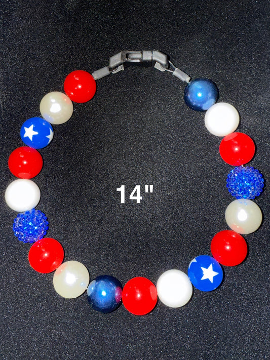 14" Patriotic🇺🇸✨ Beaded Dog Collar